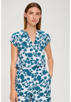 Bluza cu maneci scurte si imprimeu floral