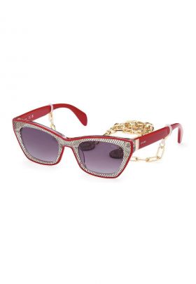 Ochelari de soare cat-eye cu accesoriu lant