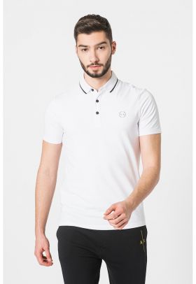 Tricou polo slim fit cu detaliu logo