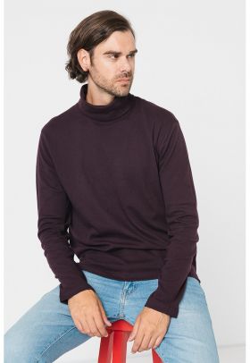 Bluza de bumbac cu guler inalt