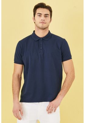 Tricou polo slim fit cu fenta cu nasturi