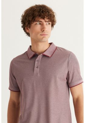 Tricou polo slim fit cu fenta cu nasturi