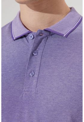 Tricou polo slim fit cu fenta cu nasturi