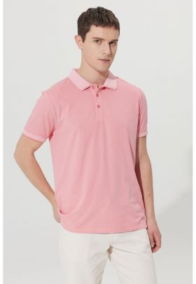 Tricou polo slim fit cu fenta cu nasturi