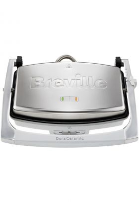 Sandwich-maker Panini - 1000 W - DuraCeramic - 2-3 sandwich-uri - Argintiu