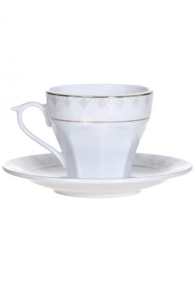 Set cafea 12 piese Narbon - portelan cu margini lucrate in aur