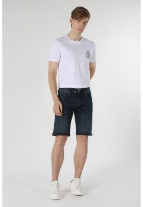 Pantaloni scurti de denim cu aspect decolorat