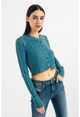 Bluza crop cu cusaturi contrastante Ribyel