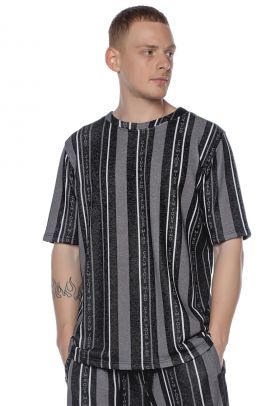 Tricou unisex relaxed fit cu model in dungi