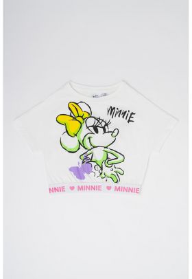 Tricou crop cu imprimeu Minnie Mouse