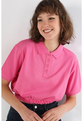 Tricou crop polo