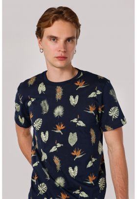 Tricou de bumbac cu imprimeu floral