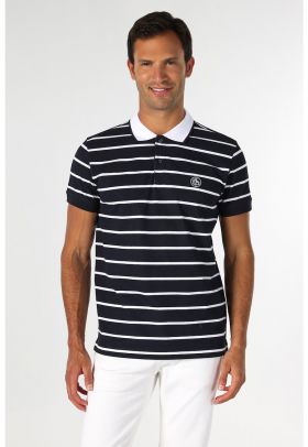 Tricou polo de bumbac cu dungi