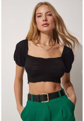 Bluza crop cu maneci scurte