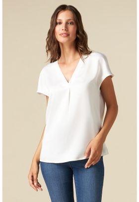 Bluza cu maneci scurte si aspect satinat