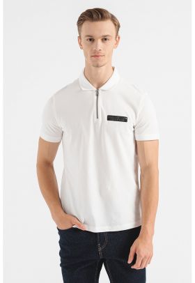 Tricou polo cu fenta cu fermoar