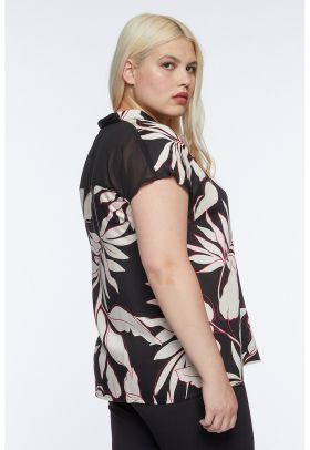 Bluza cu decolteu in V si imprimeu floral