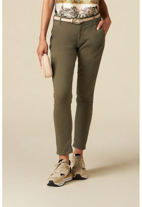 Pantaloni chino crop cu talie medie