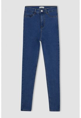 Blugi skinny cu talie inalta