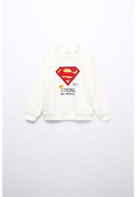 Bluza sport cu logo din material terry Superman