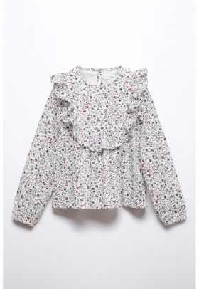 Bluza cu model floral si volane Louisa