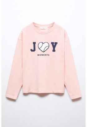 Bluza de bumbac cu imprimeu text Joy