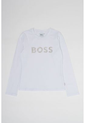 Bluza cu imprimeu logo si decolteu la baza gatului