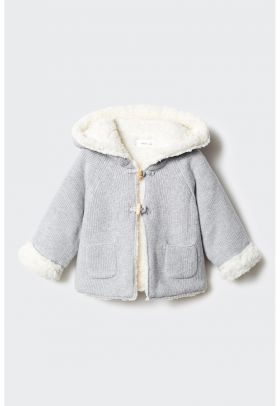 Cardigan cu captuseala din material teddy si gluga Lulu