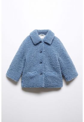 Haina din blana shearling sintetica Bleu