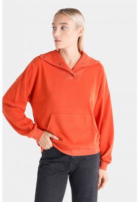 Bluza sport cu maneci cazute si buzunar kangaroo
