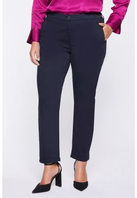 Pantaloni crop cu talie medie - din amestec de lyocell