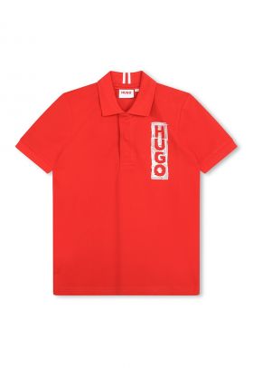 Tricou polo din amestec de bumbac cu imprimeu logo