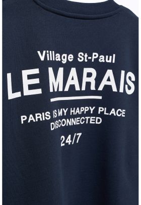 Bluza sport cu decolteu la baza gatului si imprimeu Marais