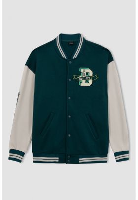 Jacheta varsity cu imprimeu text