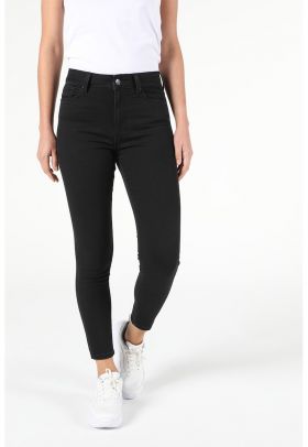 Pantaloni crop skinny cu talie medie