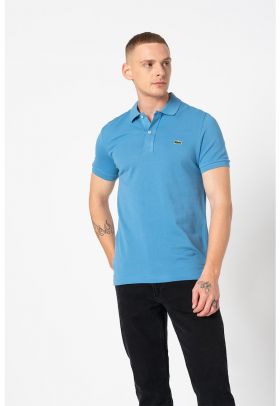 Tricou polo slim fit din material pique