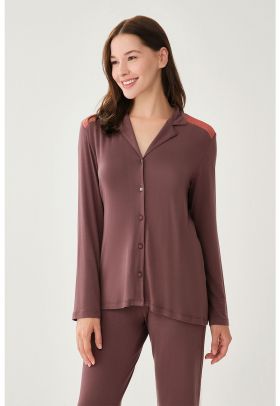 Bluza de pijama cu maneci lungi - din amestec de modal