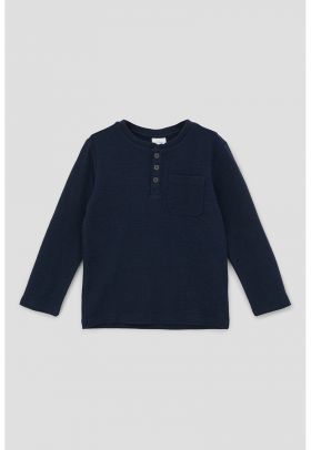 Bluza de bumbac cu fenta cu nasturi