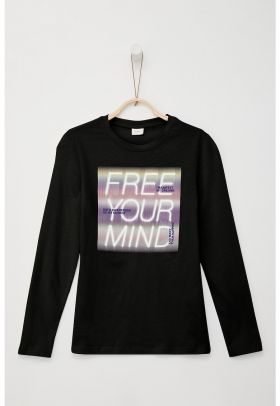 Bluza de bumbac cu imprimeu text
