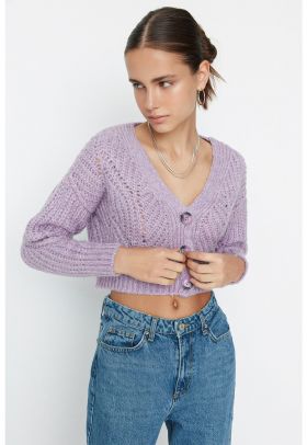 Cardigan crop cu decolteu in V