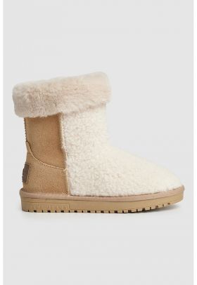 Ghete de piele intoarsa cu garnituri de blana shearling sintetica