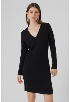 Rochie cu decolteu in V si insertii de lurex