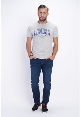 Blugi slim fit cu aspect decolorat