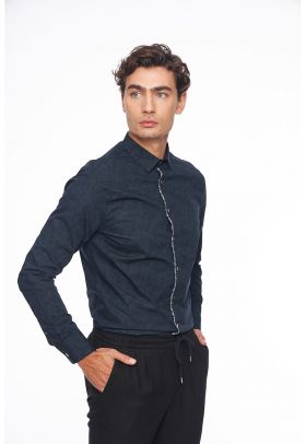 Camasa slim fit de bumbac cu model