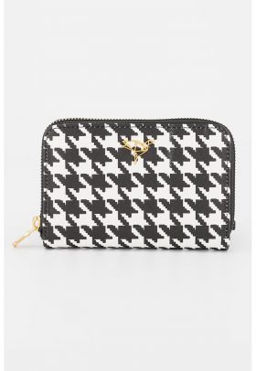 Portofel cu fermoar si model houndstooth