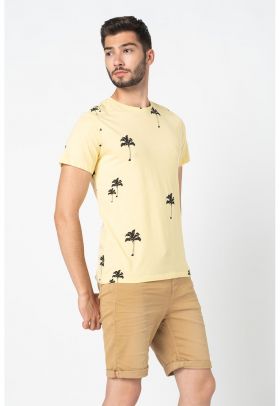 Tricou de bumbac cu imprimeu tropical