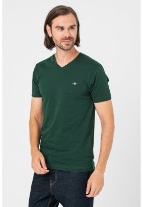 Tricou slim fit cu decolteu in V