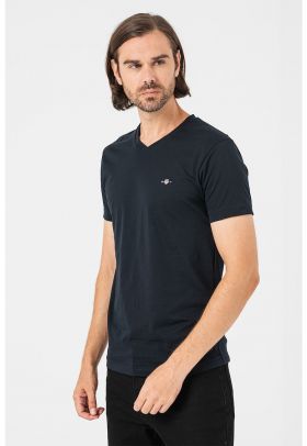 Tricou slim fit cu decolteu in V