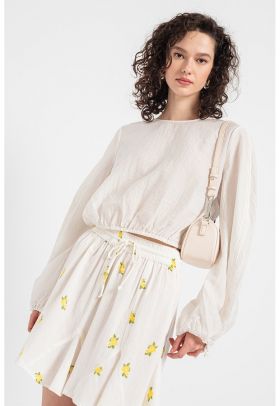 Bluza crop cu maneci bufante Tiana