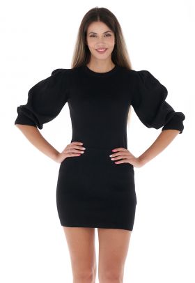 Rochie mini cambrata cu maneci trei sferturi